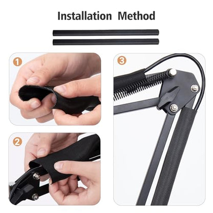 SUNMON Samson Q9U Mic Boom Arm - Compatible with Samson Mic, Includes 3/8" to 5/8" Screw Adapter Clip and Cable Sleeve