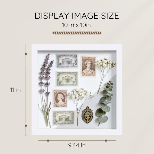 Picrit 10x10 Shadow Box Frame Set of 2, Display Case Box with High Definition Real Glass and Black Back for Memorabilia, Baby Items, Wedding Memories, Crafts, Tickets and Photos, White - color: White, size: 10x10-2P
