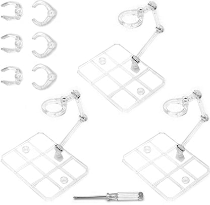 3 Pack Action Figure Stand for 3.75" and 6" Figures - Each Doll Model Support Stand includes 3 Clamps Sizes,Action Figure Display Holder Base Display Your Action Figures in Style