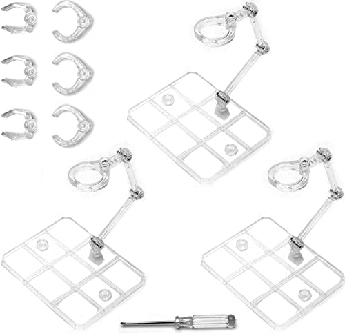 3 Pack Action Figure Stand for 3.75" and 6" Figures - Each Doll Model Support Stand includes 3 Clamps Sizes,Action Figure Display Holder Base Display Your Action Figures in Style