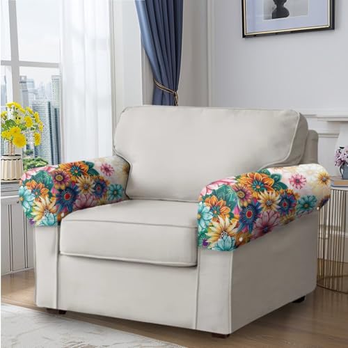 Cherry Blossoms Sofa Headrest Armrest Cover Set Non Slip Sofa Chair Protector Washable Scratch Resistant Headrest Cover Seater Headrests Slipcovers with Fixing Nails Furniture Protector - color: Cherry Blossoms