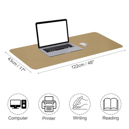 Patikil Desk Mat, 48"x17" Non-Slip Waterproof PU Leather Desk Pad, Dual Sided, Gold Tone - color: Gold Tone, size: 48"x17"