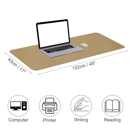 Patikil Desk Mat, 48"x17" Non-Slip Waterproof PU Leather Desk Pad, Dual Sided, Gold Tone - color: Gold Tone, size: 48"x17"
