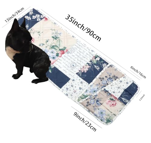 Brilliant Sunshine Patchwork Couch Armrest Organizer, Indigo (35"×13") | Non Slip Armchair Caddy for Sofa Recliner, Washable Remote Controls Holder, Storage for Magazine, Phone, iPad - color: Vintage Indigo