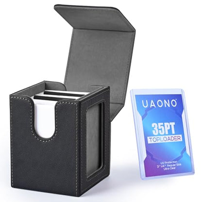 UAONO Card Deck Box for MTG Commander, Independent Commander Display, Fits 100 Double-Sleeved Cards, Magnetic Deck Case for Magic the Gathering TCG, 2 Dividers & 1 Top Loader (Black) - color: A-Black