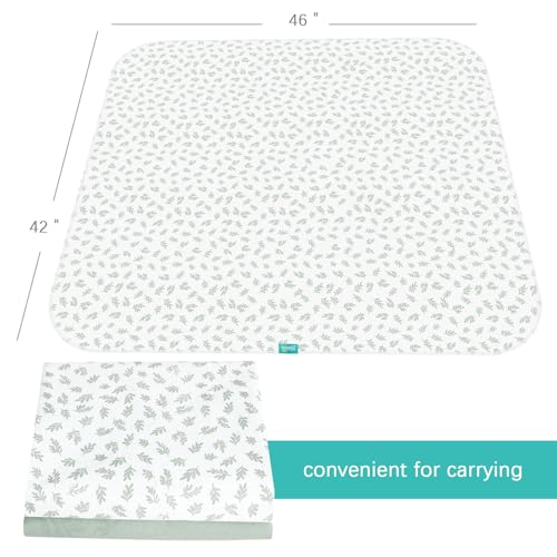 Biloban Baby Splat Mat 2 Pack for Under High Chair & Arts & Crafts & Eating Mess, 46 x 42 Inch Waterproof and Washable Spill Mat, Anti-Slip Floor Protector - color: Green Leaf