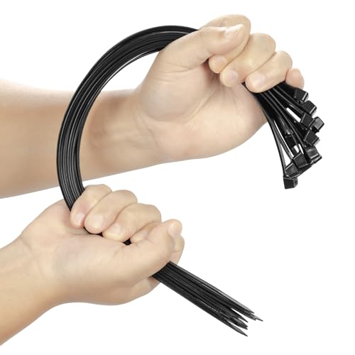 100PCS 16 inch Cable Zip Ties Heavy Duty 175lbs Tensile Strength Nylon Long Wire Ties Self-Locking Durable Plastic Tie Wraps for Indoor and Outdoor UV Resistant(Black) - color: Black, size: 16 inch(175lbs)