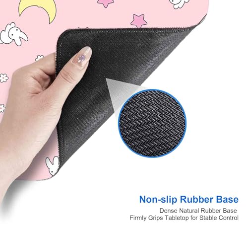 IMAYONDIA Pink Kawaii Desk Pad, Cute Moon Bunny Desk Mat Computer Pad Desktop,Laptop Protector Aesthetic Anime Mousepad Writing Pad for Office Home School,Large Gaming Mouse Pad Tarot Mat,31.5 X 11.8 - color: Pastel Moon Bunny