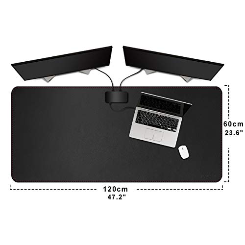 ZORESYN Large Leather Desk Pad 47.2"x23.6", PU Leather Desk Blotter for Office, Non-Slip Waterproof Mouse Pad Mat for Keyboard Laptop, Extra Large Desk Protector (Black) - color: Black, size: 47.2L x 23.6W inches