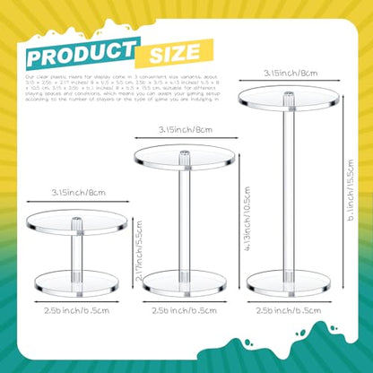 3 Pieces Acrylic Combat Risers for Flying Miniatures, 3 Different Heights Flyer Risers for Tabletop RPG Board Games Watch Jewelry Small Planters Figures Display