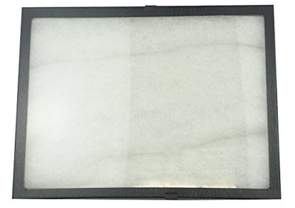 SE 16"x12"x2" Inch Glass Top Riker Display Box with Metal Clips - Deep Case for Jewelry, Gems, Stones, Coins, Stamps, Butterflies - Secure Closure, Polyester Filled - size: 16” x 12” x 2"