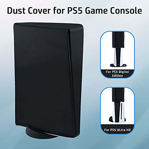 Wigearss vertical Mode Dust Cover for PS5 Console 1680D Oxford Cloth Anti-Scratch Waterproof Dust Guard Backend Cutaway Design (Not for PS5 Slim/PS5 Pro) - color: Vertical-Black