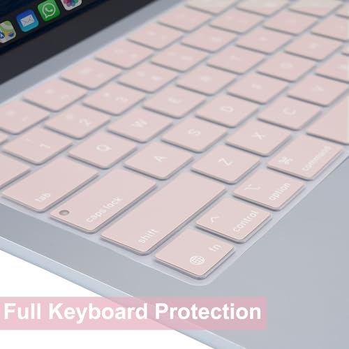 MOSISO Keyboard Cover Skin Compatible with MacBook Air 13.6 inch 2025 M4 A3240/Air 15 inch 2025 M4 A3241/Pro 14 inch 2025 M5 A3434, Rose Quartz - color: Rose Quartz