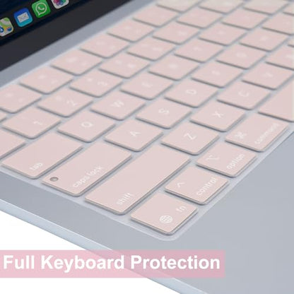 MOSISO Keyboard Cover Skin Compatible with MacBook Air 13.6 inch 2025 M4 A3240/Air 15 inch 2025 M4 A3241/Pro 14 inch 2025 M5 A3434, Rose Quartz - color: Rose Quartz