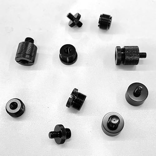 12pcs Microphone Stand Adapter Screws with Extension Tube, Alloy 5/8" Female to 3/8" Male & 5/8 Female to 1/4" Male Mic Stand Thread Mount Adapters for Mic Boom Arm Camera Tripod Recording