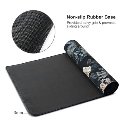 Dark Flower Large Mouse Pad,Gaming Keyboard Desk Pad,Extended Mouse Mat Non-Slip Rubber Base with Stitched Edges for Office Game Home XL 31.5"x11.8" - color: Dark Flower, size: 31.5L x 11.8W inches