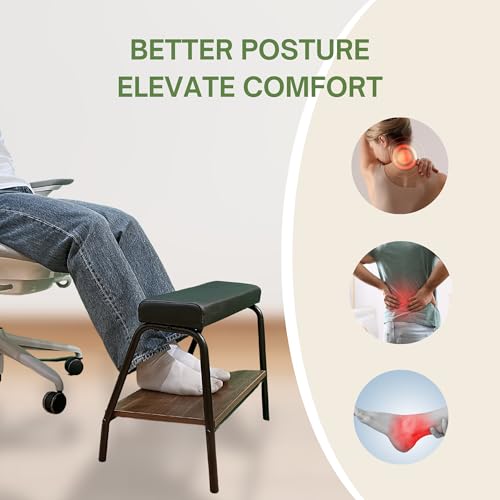Double Step Footrest Under Desk Versatile Foot Stool Ottoman for Comfortable Desk Work Office Life (Black) - color: Black