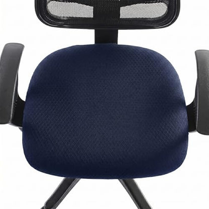 Stretch Jacquard Office Chair Cover, Removable Washable Desk Chair Cover, Anti-dust Seat Cushion Protectors - Navy - color: Navy, size: Chair Seat Cover