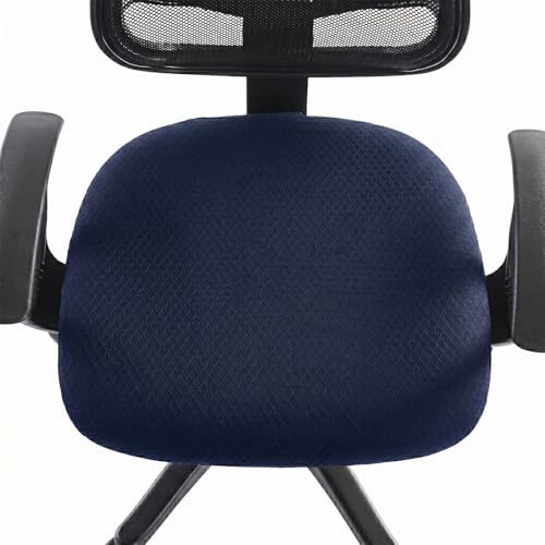 Stretch Jacquard Office Chair Cover, Removable Washable Desk Chair Cover, Anti-dust Seat Cushion Protectors - Navy - color: Navy, size: Chair Seat Cover