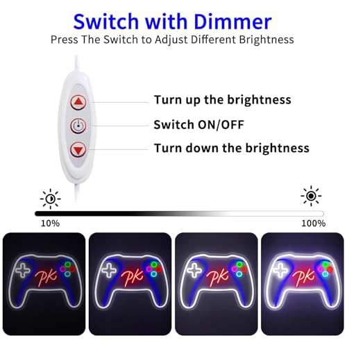 PK Gamepad Neon Sign - Dimmable USB Powered LED Light for Game Room/Teen Boy Bedroom Decor, Birthday Christmas Gift for Gamers - style: PK GamePad