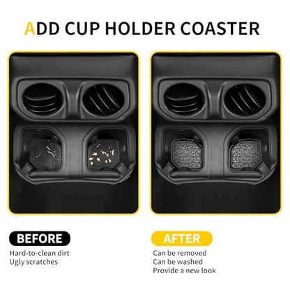 Cup Holder Inserts Coaster Compatible with Jeep Wrangler JL Gladiator JT 2018-2026 Accessories, Center Console Cupholder Pad, Non-Slip Drink Liner, Original Design, TPE, 4-Pcs Front Rear - size: 4 Pack for JLFront Rear