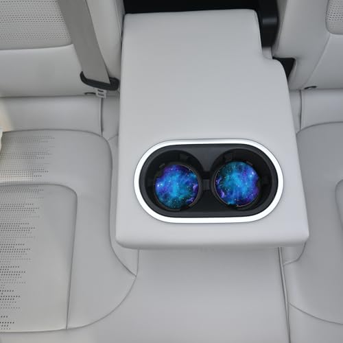 Car Coasters Pack of 2,Nebula Galaxy Ceramic Cup Holders Car Coasters,Keep Cup Holders Clean and Dry,Drink Cup Car Holder Coasters with A Finger Notch - color: Nebula Galaxy