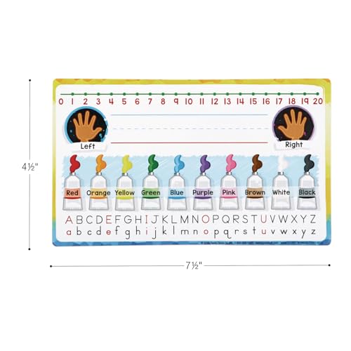 Really Good Stuff 24PK Primary Self-Adhesive Vinyl On-The-Go Reference Nameplate with a Left and Right Directions, an Alphabet, Colors, Number Line - color: Mini