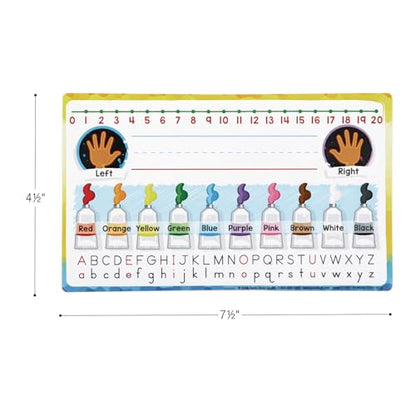 Really Good Stuff 24PK Primary Self-Adhesive Vinyl On-The-Go Reference Nameplate with a Left and Right Directions, an Alphabet, Colors, Number Line - color: Mini