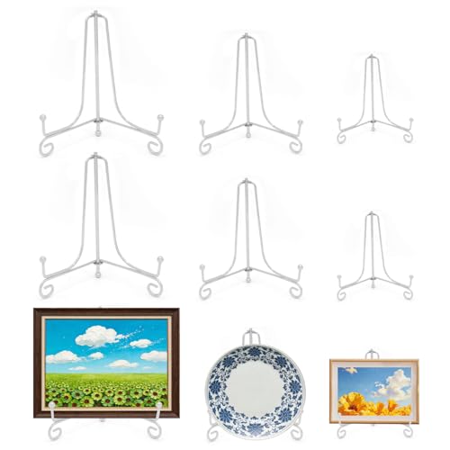 Iron Plate Stands for Display, Foldable Book Holder & Easel Stand for Sign, Versatile Poster Stand and Small Plate Stand for Home Decor, Art, Photo Frame, Card, Crystal Display (Silver, 4 6 8 inch (6Pcs)) - color: Silver, size: 4 6 8 inch (6Pcs)