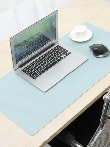 Double Sided Desk Mat, Mouse Pad, Waterproof Leather Desk Table Protector, Large Mouse Keyboard Pad Desk Blotter Pad for Home, Office, Work, Light Blue+Gray - color: Light Blue+gray