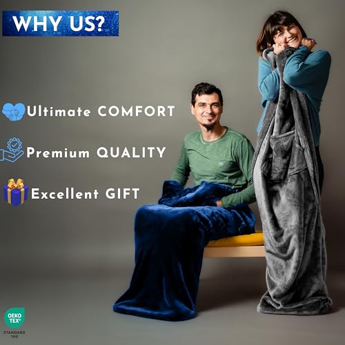 EzrAllora Fleece Lightweight Foot Pocket Blanket -Patent Pending- Dorm Gamer Useful Gifts - TV Throw - Gift for Men Who Wants Nothing (Fleece, Velvet Anthracite) - color: Velvet Anthracite
