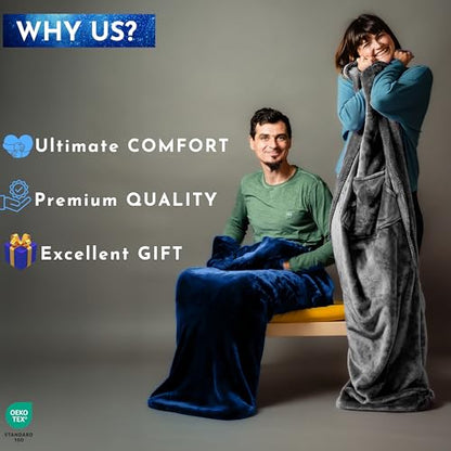 EzrAllora Fleece Lightweight Foot Pocket Blanket -Patent Pending- Dorm Gamer Useful Gifts - TV Throw - Gift for Men Who Wants Nothing (Fleece, Velvet Anthracite) - color: Velvet Anthracite