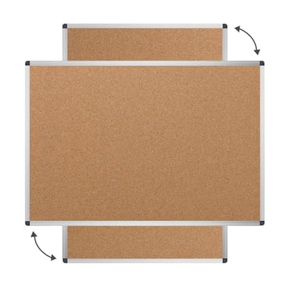 VIZ-PRO Cork Notice Board, 48 X 32 Inches, Cork Bulletin Board with Silver Aluminium Frame - size: 48" x 32"