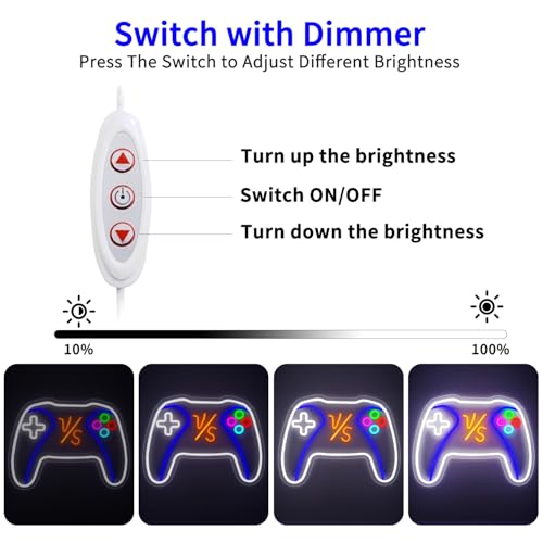 VS Gamepad Neon Sign - Dimmable USB Powered LED Light for Game Room/Teen Boy Bedroom Decor, Birthday Christmas Gift for Gamers - style: VS GamePad