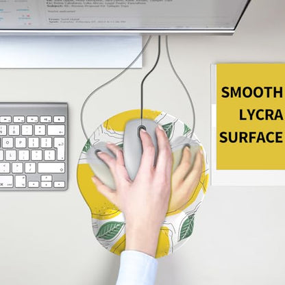 eulps Mouse Pad with Wrist Rest, Comfortable Computer Mousepad with Gel Wrist Support Smooth Surface and Non-Slip PU Base for Pain Relief, Laptop, Office & Home (Lemon) - color: Lemon