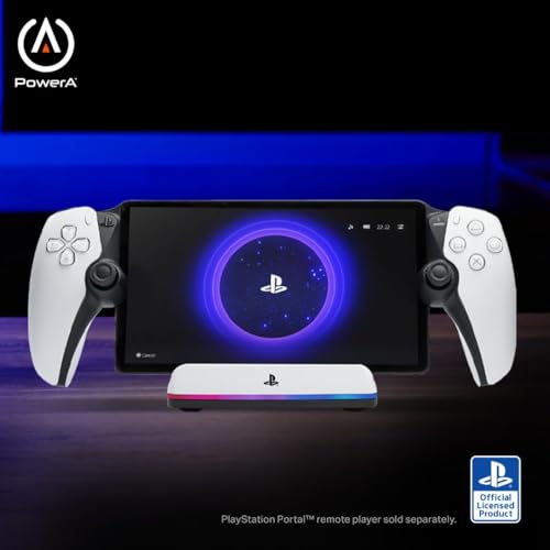 PowerA Charging Station for PlayStation Portal™ Remote Player with Lumectra™, RGB Lighting, USB Powered, Magnetic Charger, Charge and Display, Weighted Base, Officially Licensed