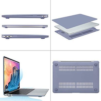 MOSISO Compatible with MacBook Air 13 inch Case M1 2021 2020 2019 2018 Release A2337 A2179 A1932 Touch ID, Plastic Hard Shell Cover&Keyboard Cover for MacBook Air 13.3 inch Case M1, Lavender Gray - color: Lavender Gray