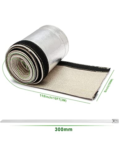 Wire Heat Shield Heat Shroud Sleeve Heat Shield Automotive Fuel Line Wire Heat Sleeve for Ultimate Heat Protection Hose Wire Sleeving,with 10PCS Stainless Steel Cable Metal Ties1-1/2"IDx10FT - size: 1-1/2"IDx10FT