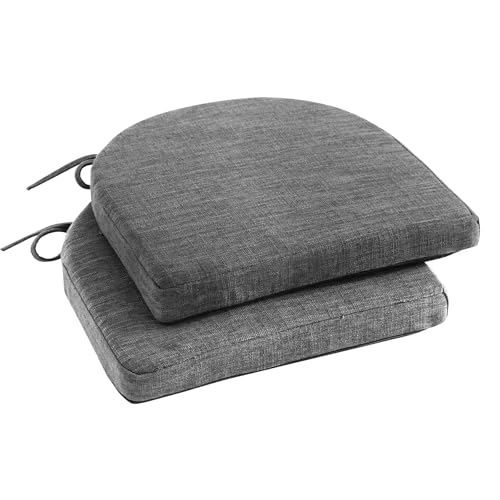 IPYNBAP Chair Cushions for Dining Chairs, Kitchen Chair Cushions, 16'' x 16'' x 2'', Non Slip Indoor Seat Cushions, Chair Pads for Dining Chairs with Ties & Removable Cover, Set of 2, Dark Grey - color: Dark Grey, size: 2 Count(Pack of 1)