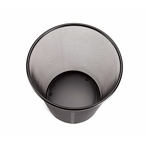 2-Pack 6-Gallon Round Steel Mesh Trash Can, Recycling Wastebasket, Black | Versatile and ventilated bin measures 13.75" high with a 11.5" top diameter - color: Black