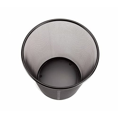 2-Pack 6-Gallon Round Steel Mesh Trash Can, Recycling Wastebasket, Black | Versatile and ventilated bin measures 13.75" high with a 11.5" top diameter - color: Black
