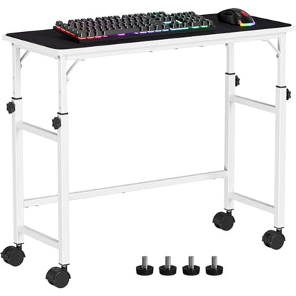 Snughome Mobile Keyboard Tray with Mouse Pad, Height Adjustment 21.6"-31.1", Keyboard Standing Desk, Rolling Under-Desk Extender with Lockable Casters, Desk Accessories for Home Office, White - color: White