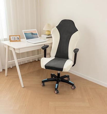 Lavish Cover Velvet Stretchable Gaming Chair Cover, Washable, Anti-Scratch Slipcover with Armrest Protection, Cat Scratch Proof for Office and Computer Chairs(No Chair, LightGrey) - color: Lightgrey