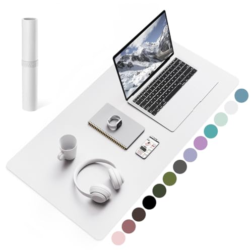 YSAGi Non-Slip Leather Desk Pad, Waterproof Laptop Computer Desk Keyboard Mat, Table Protector Blotter Mat, Large Mouse Pad for Office/Work/Home/Decor(White, 31.5" x 15.7") - color: White, size: 31.5" x 15.7"