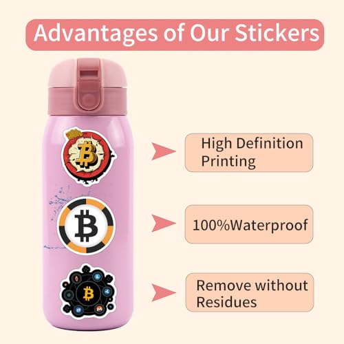60 Pcs Bitcoin Crypto Sticker Pack Cartoon Vinyl Decals for Laptop Water Bottle Luggage Cup Phone Cryptocurrency Decal, Aesthetic Space Miner, Gift for Traders & Investors - style: A4