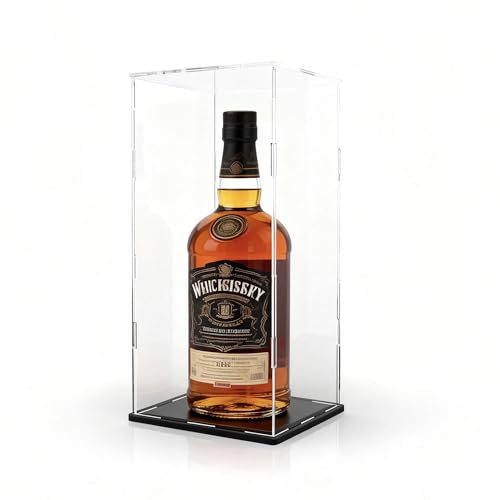 Acrylic Display Case, Clear Collectible Display Box with Matte Black Base & Lid, Dustproof Acrylic Showcase, Easy Self Assembly Display Case for Bottle and Action Figures, 7 x 7 x 16 inch - size: 7 x 7 x 16 inch