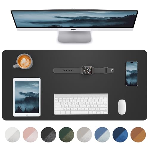 Leather Desk Pad Blotter,Mouse Pad,Office Desk Mat, Non-Slip PU Leather Desk mat,Large Desk mat,Waterproof Keyboard mat for Office/Home/Decor (Black,31.5" x 15.7") - color: Black, size: 31.5" x 15.7"