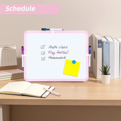 VUSIGN Small White Board Dry Erase, 14'' x 11'' Magnetic Dry Erase Board, Mini Whiteboard with Markers for Students, Fridge, Wall, Locker, Pink - color: G-pink 1 Pack
