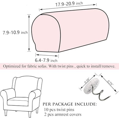 Sofa Couch Arm Chair Covers, Armrest Armchair Covers Stretch Recliner Slipcovers, Set of 2 (Light Gray) - color: Light Gray