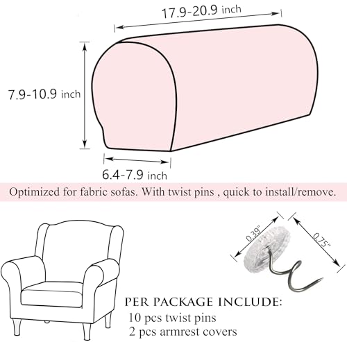 Sofa Couch Arm Chair Covers, Armrest Armchair Covers Stretch Recliner Slipcovers, Set of 2 (Gray) - color: Grey
